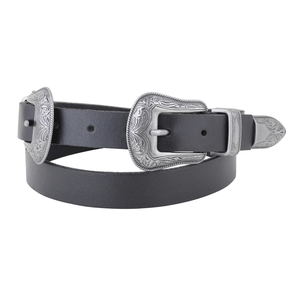 Double Buckle Western Leather Belt