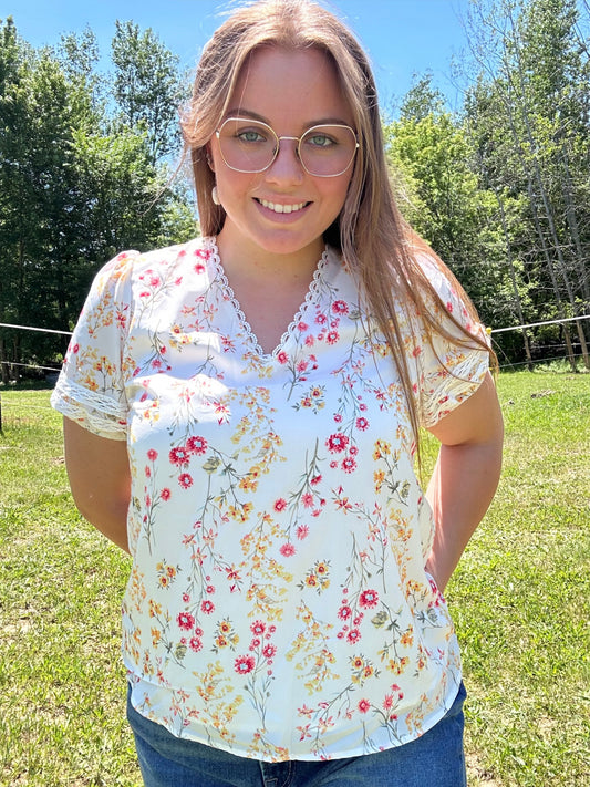 Boho Lace Trim Blouse