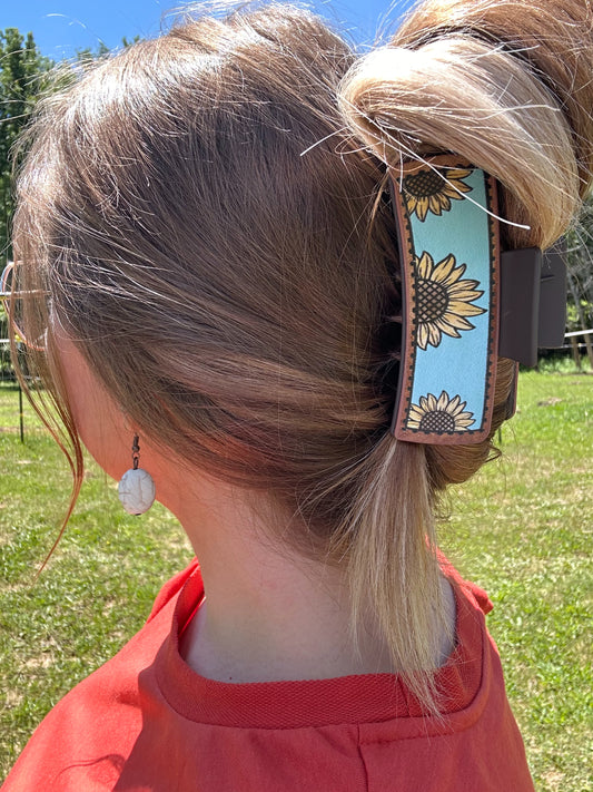 Blue Sunflower Claw Clip