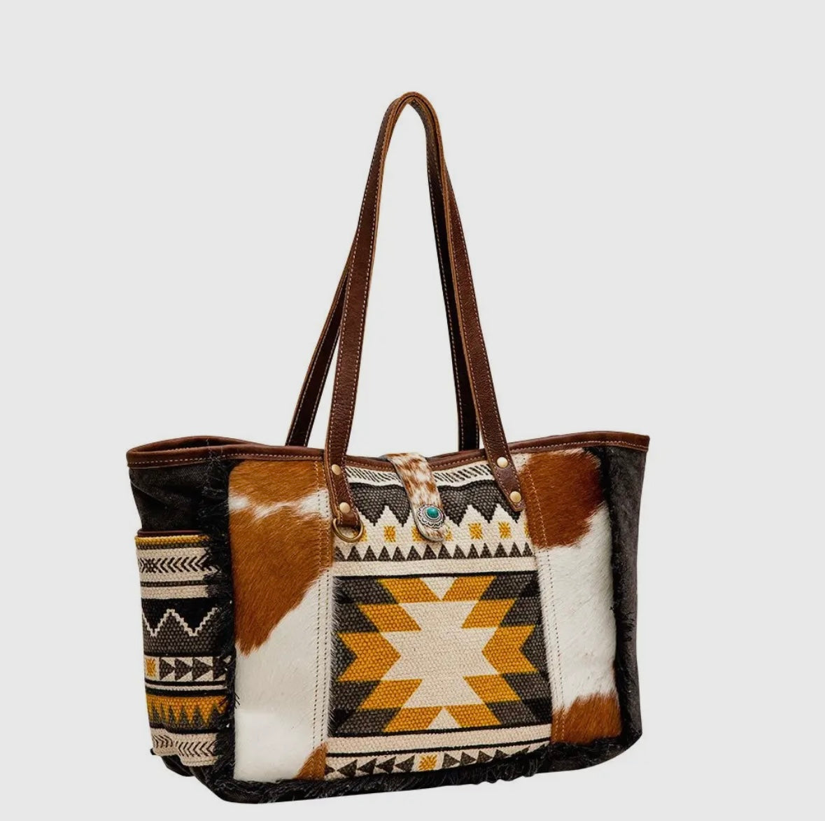 Aztec Cowhide Small Tote Purse