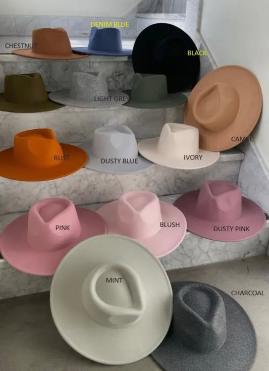 Vegan Felt Wide Brim In Dusty Pink