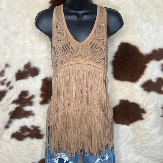 Studded Fringe Tank Top