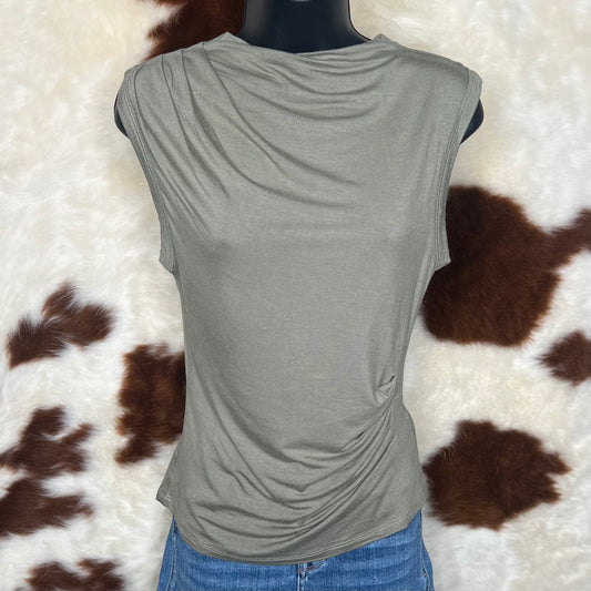 Ruched High Neck Tank Top