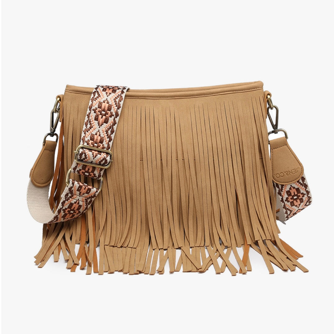 Suede Fringe Crossbody